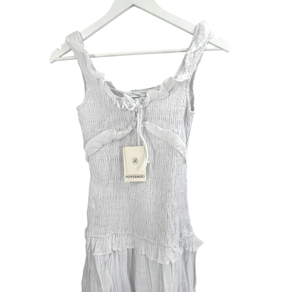 Peppermayo Women's White Westlyn Shirred Maxi Dress Size 2 - Picture 7 of 10